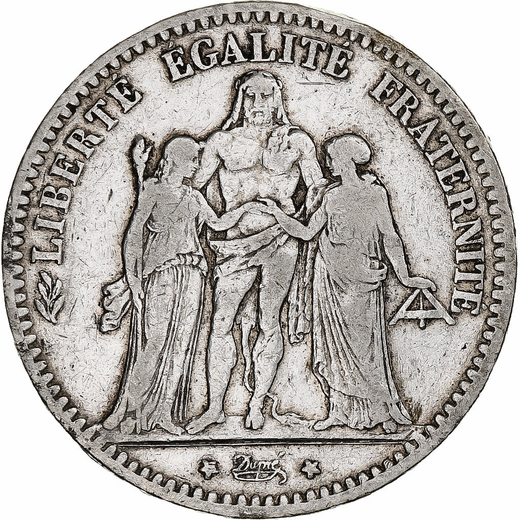 Francia, 5 Francs, Hercule, 1875, Bordeaux, Argento, MB+, Gadoury:745a, KM:820.2