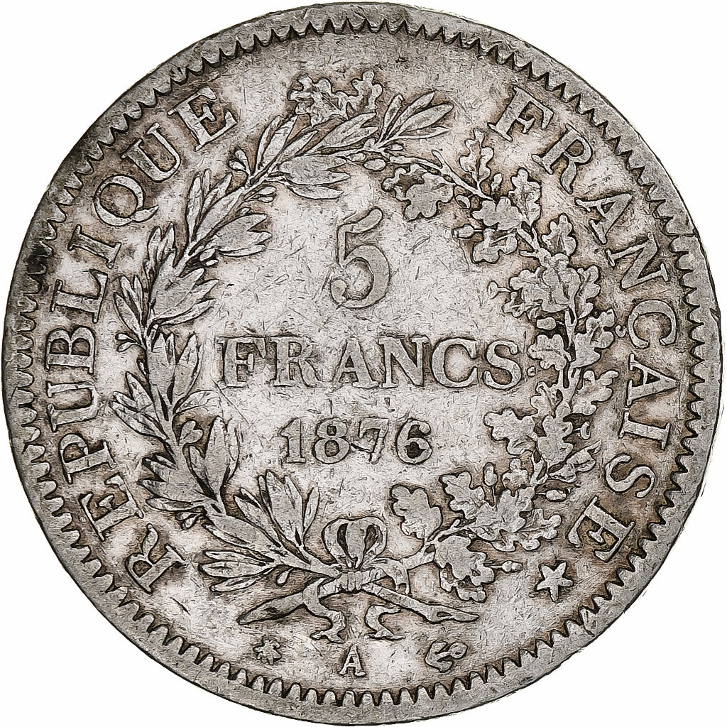 France, 5 Francs, Hercule, 1876, Paris, Argent, TB+, Gadoury:745a, KM:820.1