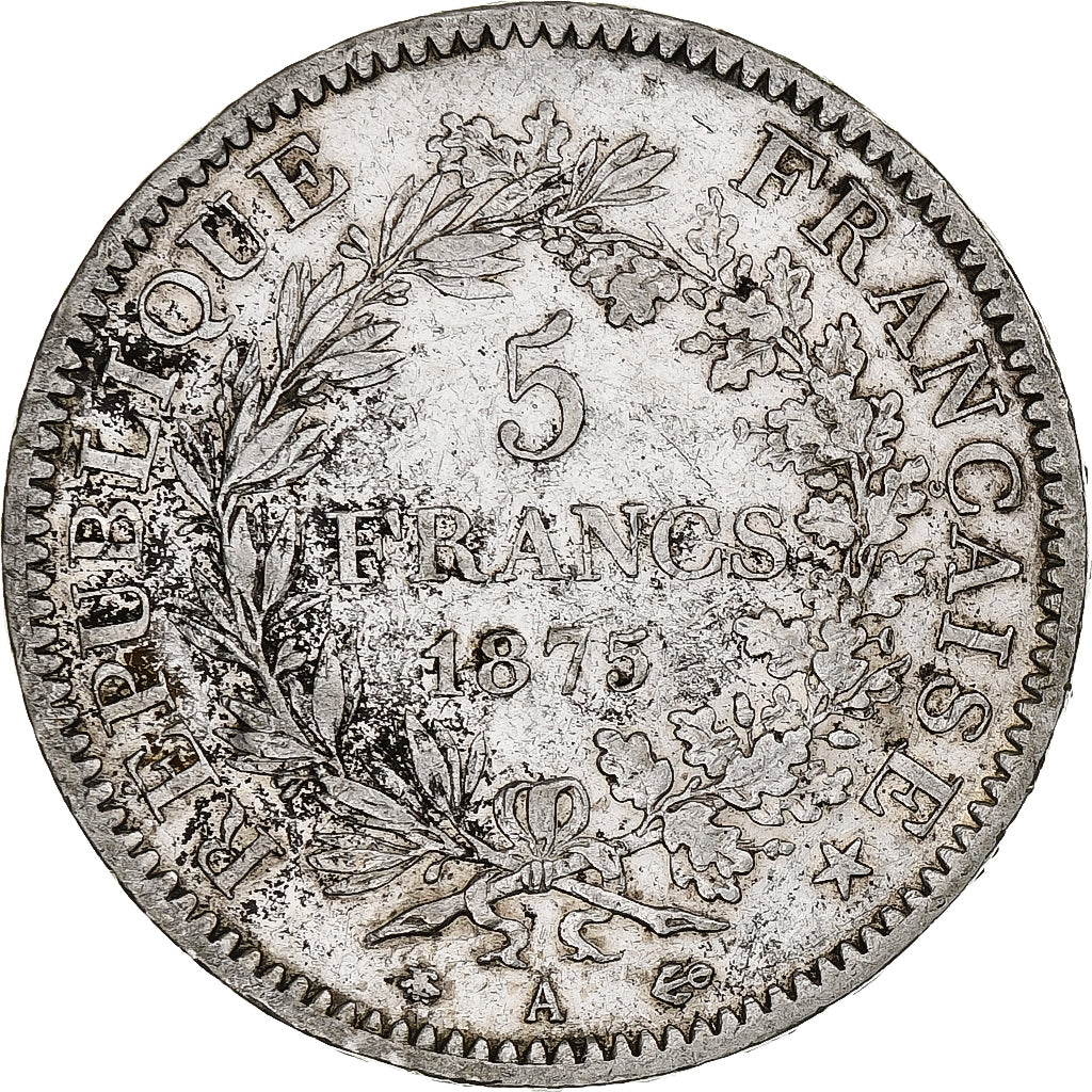 Francia, 5 Francs, Hercule, 1875, Paris, Argento, MB+, Gadoury:745a, KM:820.1