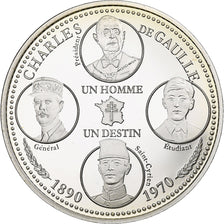 France, Médaille, Général De Gaulle, 1890-1970, Argent, BE, FDC