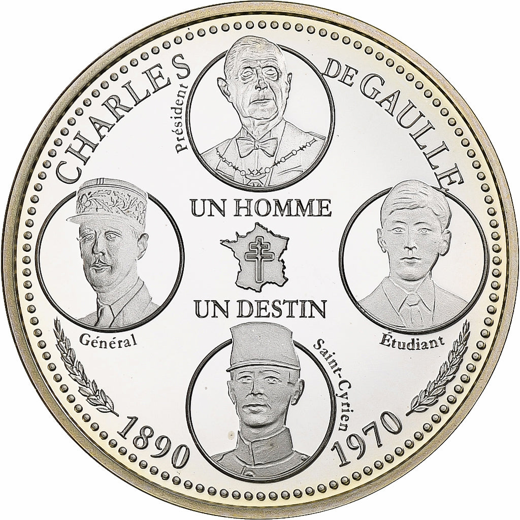 France, Medal, Général De Gaulle, 1890-1970, Silver, Proof, MS(65-70)