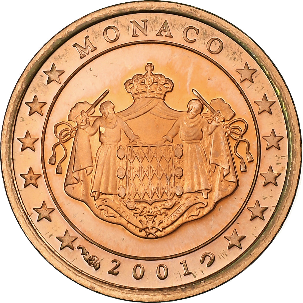 Monaco, Rainier III, Euro Cent, Proof / BE, 2001, Paris, Acciaio placcato rame