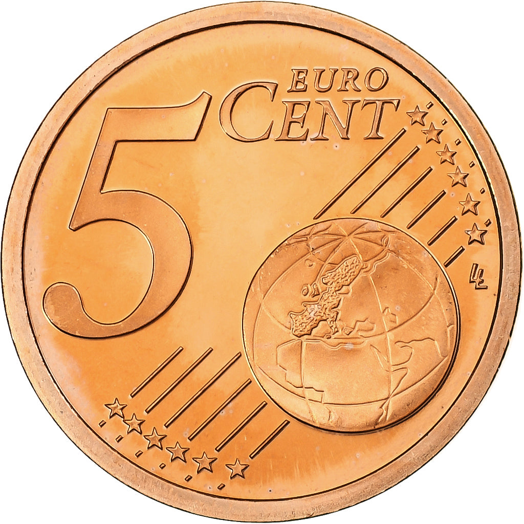 Monaco, Rainier III, 5 Euro Cent, Proof / BE, 2001, Paris, Copper Plated Steel