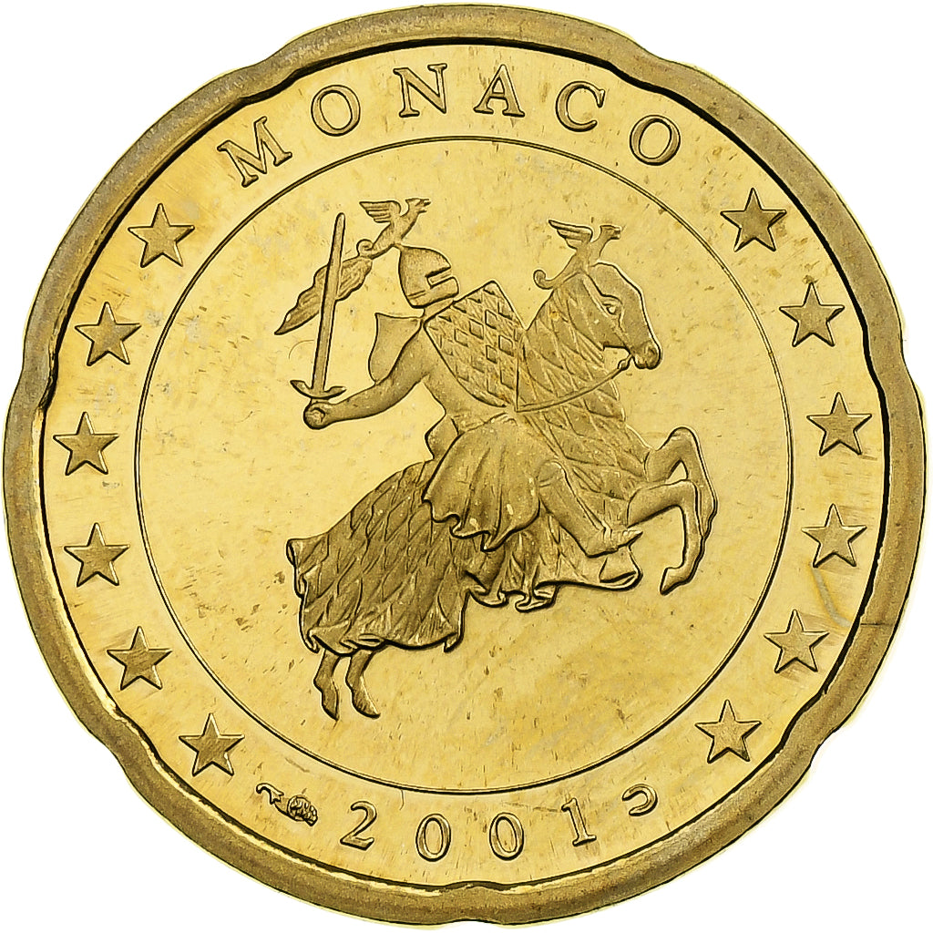 Monaco, Rainier III, 20 Euro Cent, Proof / BE, 2001, Paris, Messing, STGL