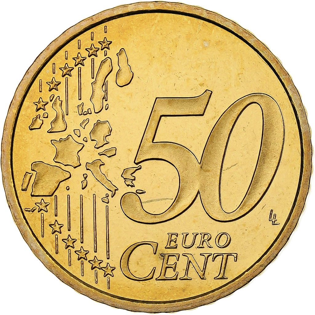 Monaco, Rainier III, 50 Euro Cent, Proof / BE, 2001, Paris, Brass, MS(65-70)