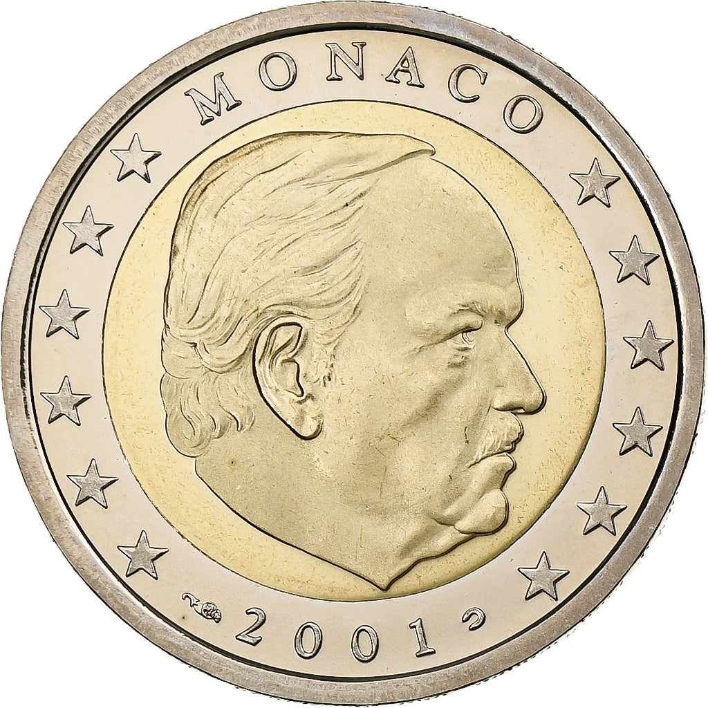 Monaco, Rainier III, 2 Euro, Proof / BE, 2001, Paris, Bi-metallico, FDC