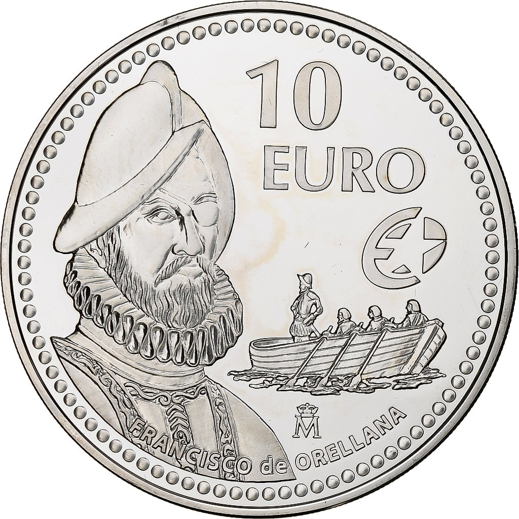 España, Juan Carlos I, 10 Euro, Francisco de Orellana, 2011, Madrid, Plata