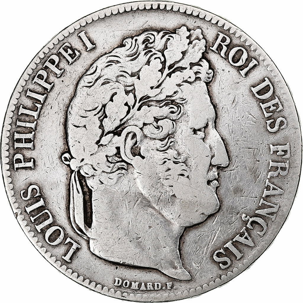 Francia, 5 Francs, Louis-Philippe, 1836, Strasbourg, Argento, MB, Gadoury:678