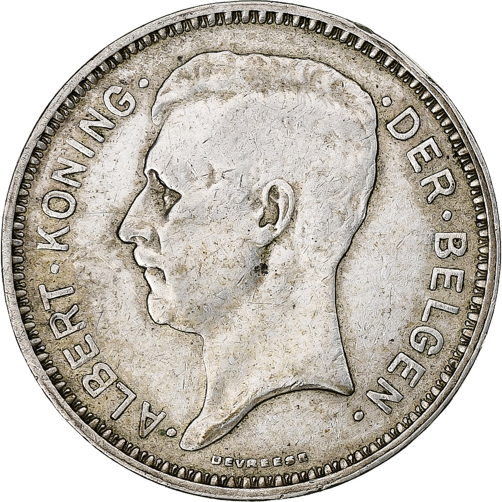 Belgio, Albert I, 20 Francs, 20 Frank, 1934, Argento, BB, KM:104.1
