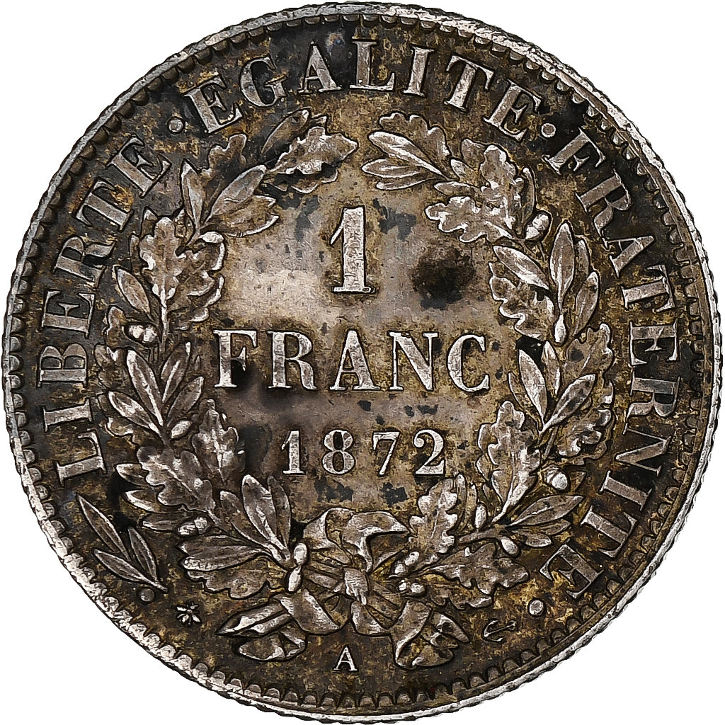 Francia, Franc, Cérès, 1872, Paris, Argento, BB, Gadoury:465a, KM:822.1