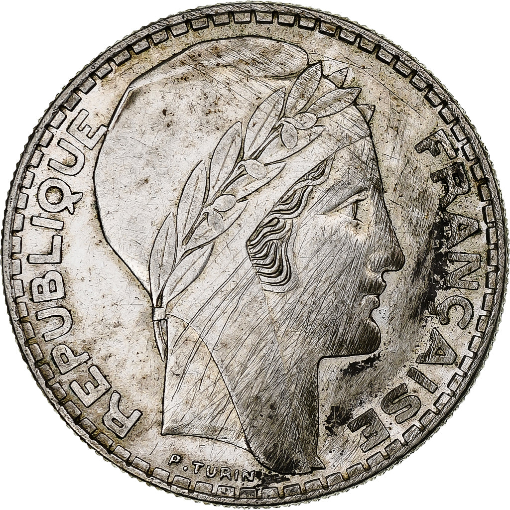 França, 20 Francs, Turin, 1938, Paris, Prata, AU(50-53), Gadoury:852, KM:879