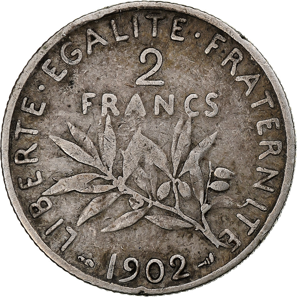 Francia, 2 Francs, Semeuse, 1902, Paris, Argento, MB, Gadoury:532, KM:845.1