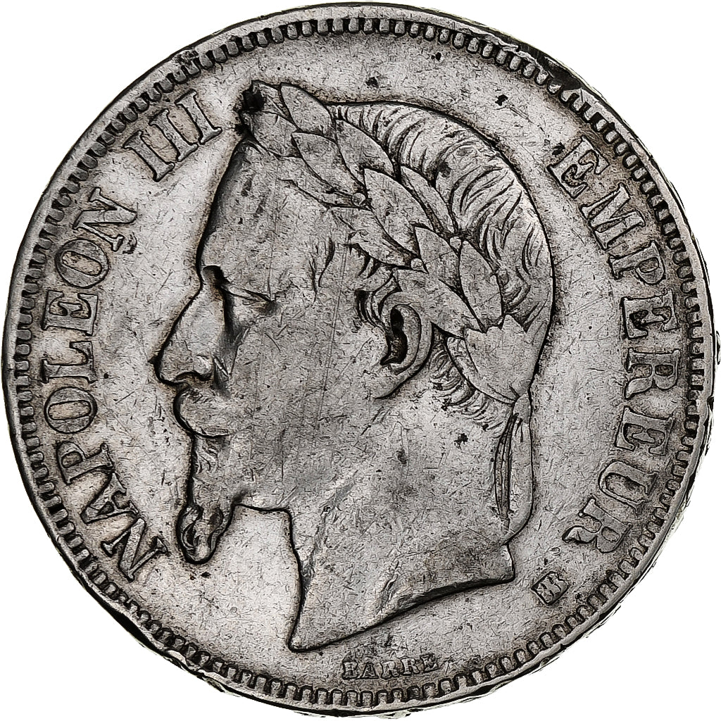 Frankreich, Napoleon III, 5 Francs, 1868, Strasbourg, Silber, S+, Gadoury:739