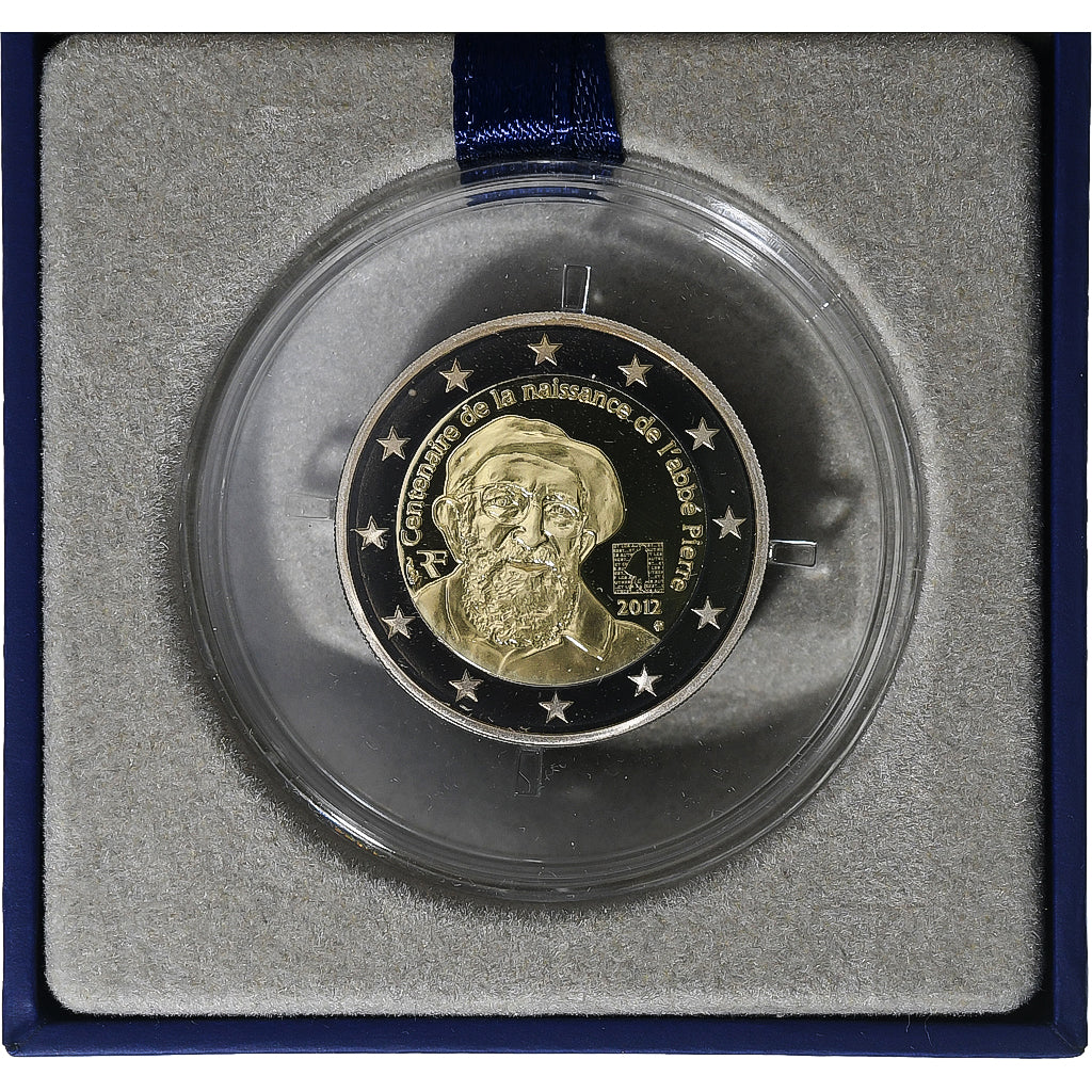 Francia, 2 Euro, Monnaie de Paris, abbé Pierre, FS, 2012, Pessac, Bi-metallico