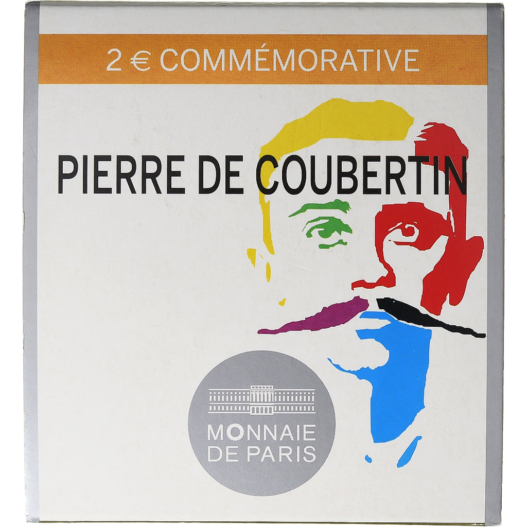 France, 2 Euro, Monnaie de Paris, Pierre de Coubertin, Proof, 2013, Pessac
