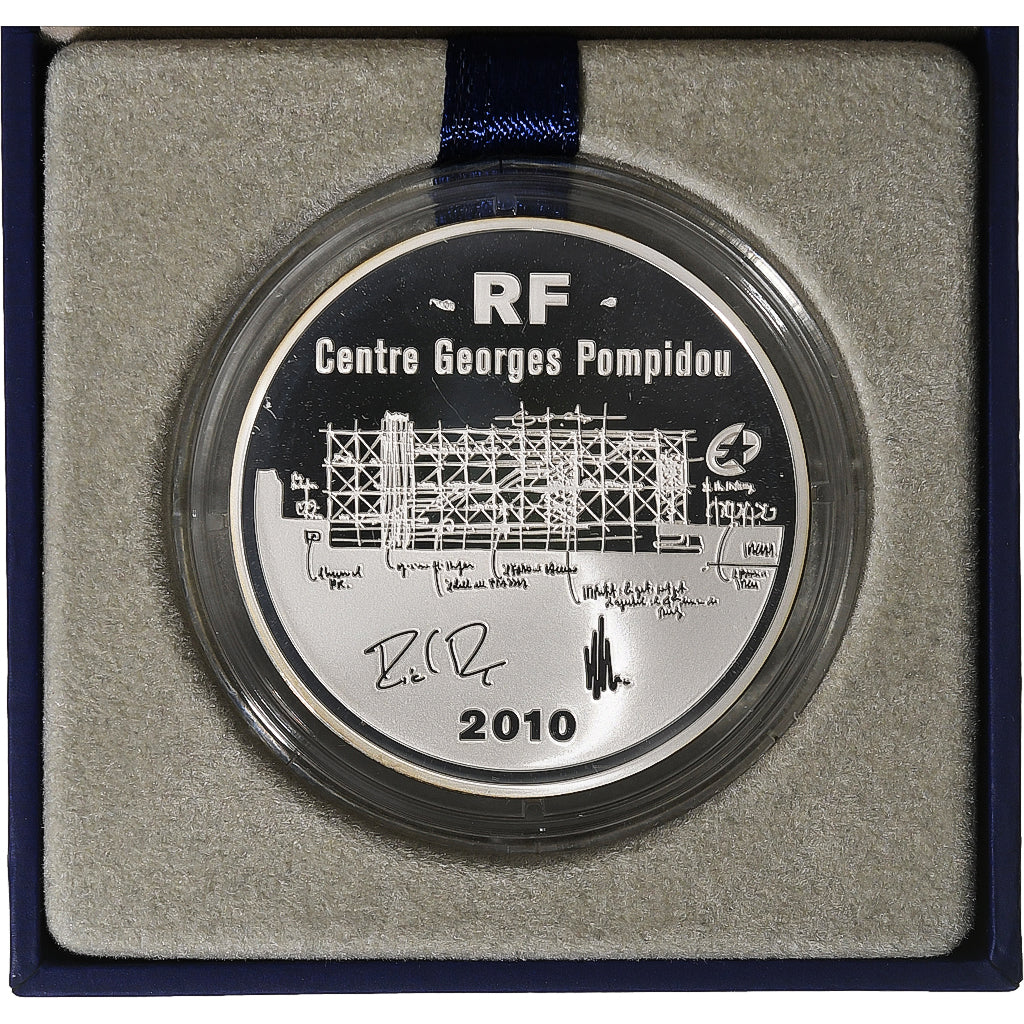 Francja, 10 Euro, Monnaie de Paris, Centre Pompidou, Proof, 2010, Paris, Srebro