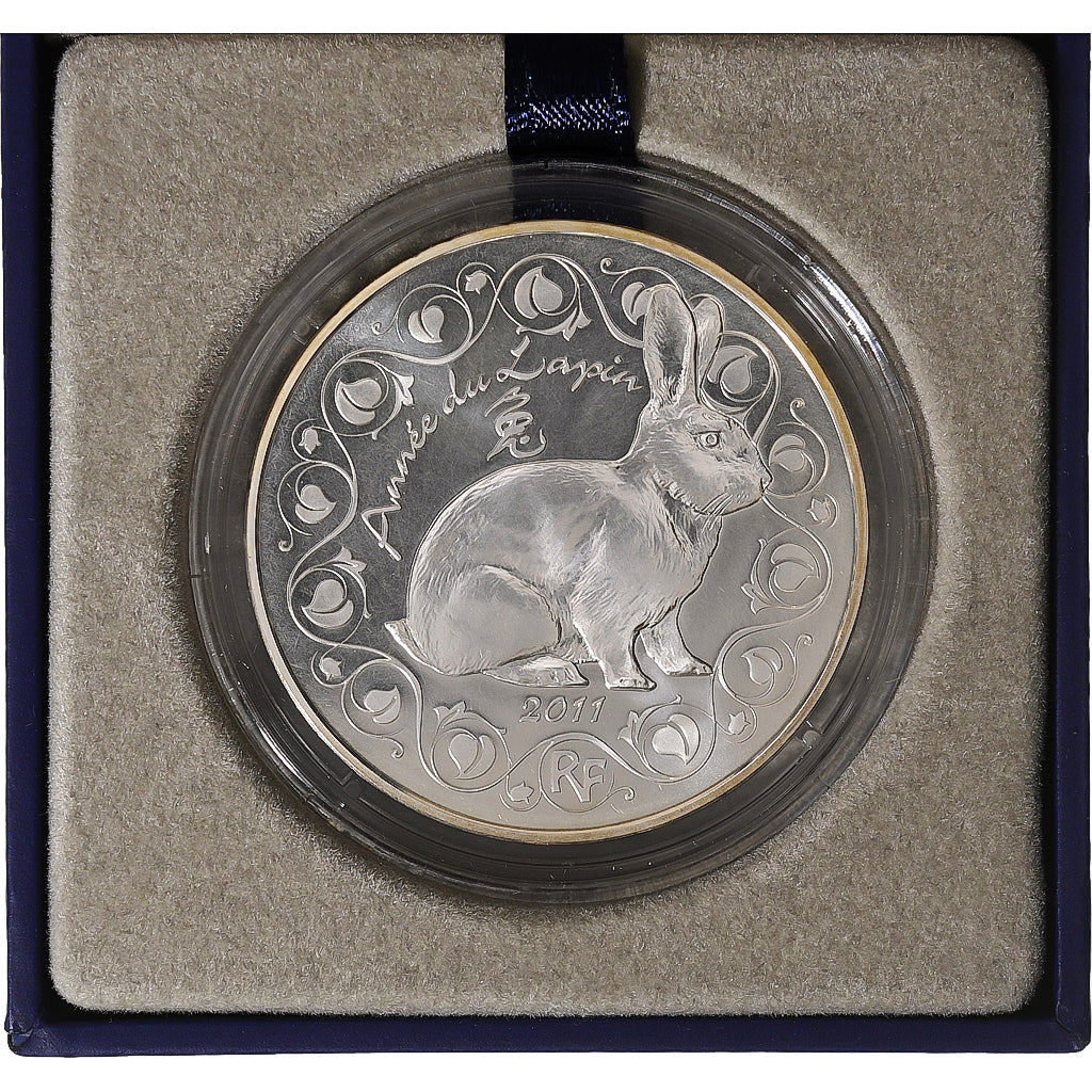 Francja, 5 Euro, Monnaie de Paris, Année du lapin, BU, 2011, Paris, Srebro