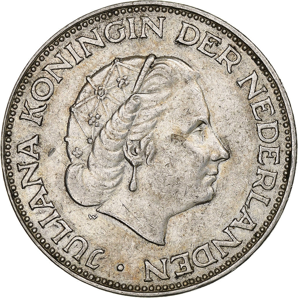 Netherlands, Juliana, 2-1/2 Gulden, 1960, Silver, EF(40-45), KM:185