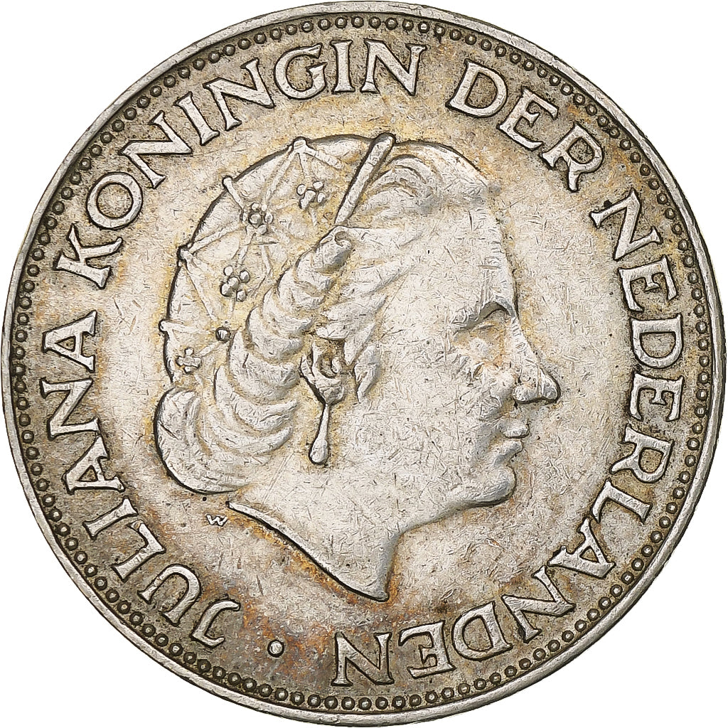 Netherlands, Juliana, 2-1/2 Gulden, 1962, Silver, EF(40-45), KM:185