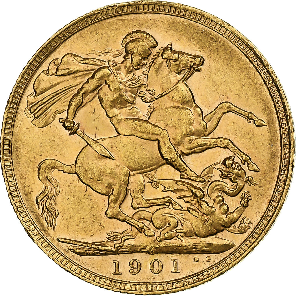 Great Britain, Victoria, Sovereign, 1901, Gold, AU(55-58), KM:785