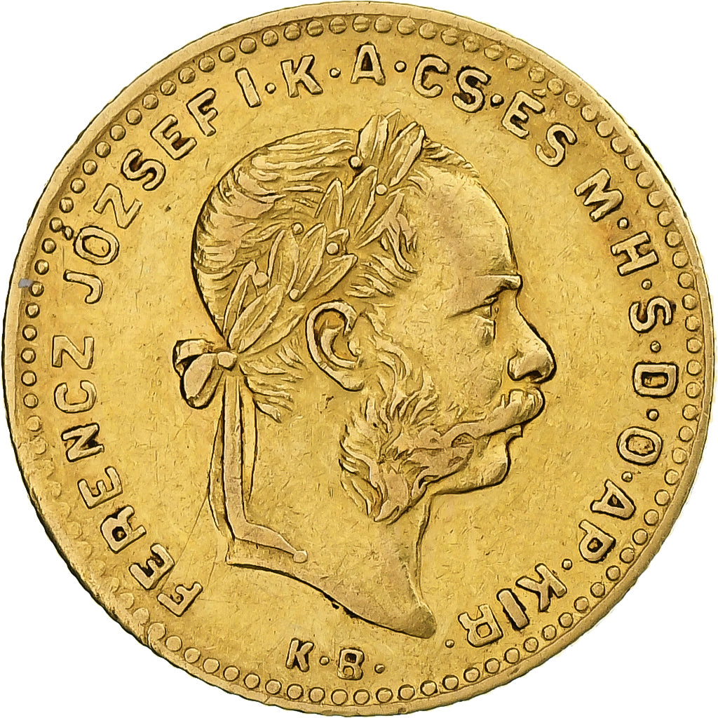 Hungria, Franz Joseph I, 4 Forint 10 Francs, 1885, Kremnica, Dourado, AU(50-53)