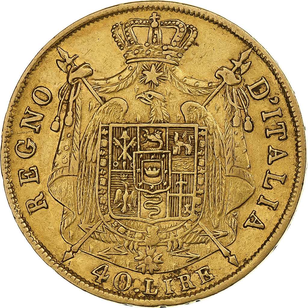 ITALIAN STATES, KINGDOM OF NAPOLEON, Napoleon I, 40 Lire, 1814, Milan, Gold