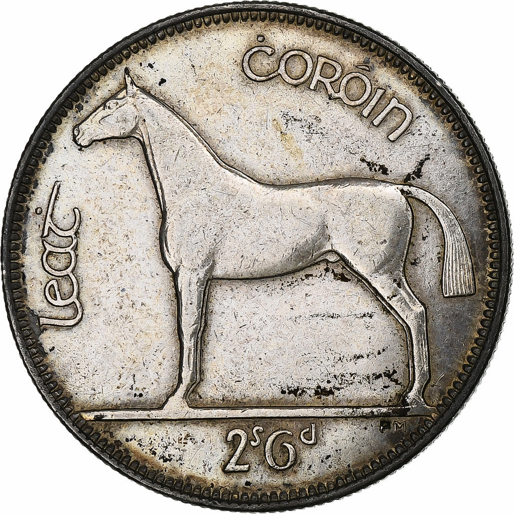 IRELAND REPUBLIC, 1/2 Crown, 1928, Silver, EF(40-45), KM:8
