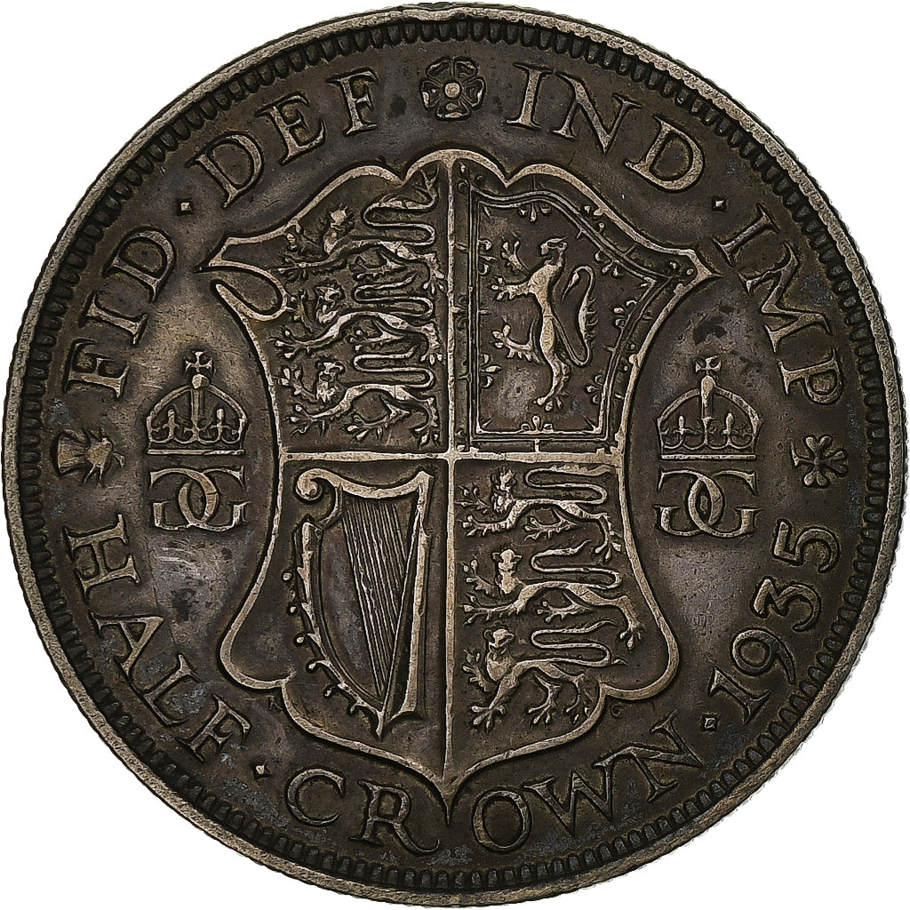 Wielka Brytania, George V, 1/2 Crown, 1935, Srebro, AU(50-53), KM:835