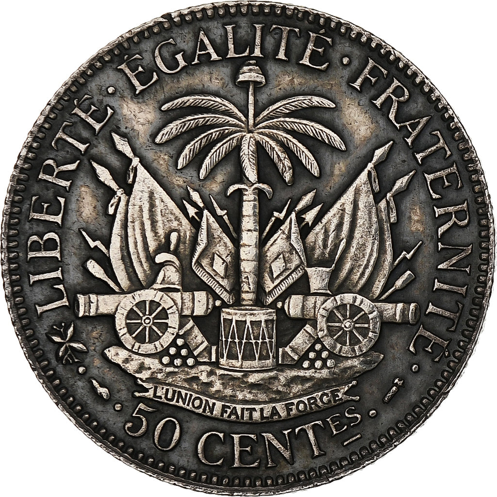 Haiti, 50 Centimes, 1887, Argento, BB+, KM:47