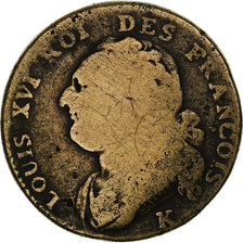 France, Louis XVI, 12 Deniers, 1792, Bordeaux, Bronze, F(12-15), KM:600.8
