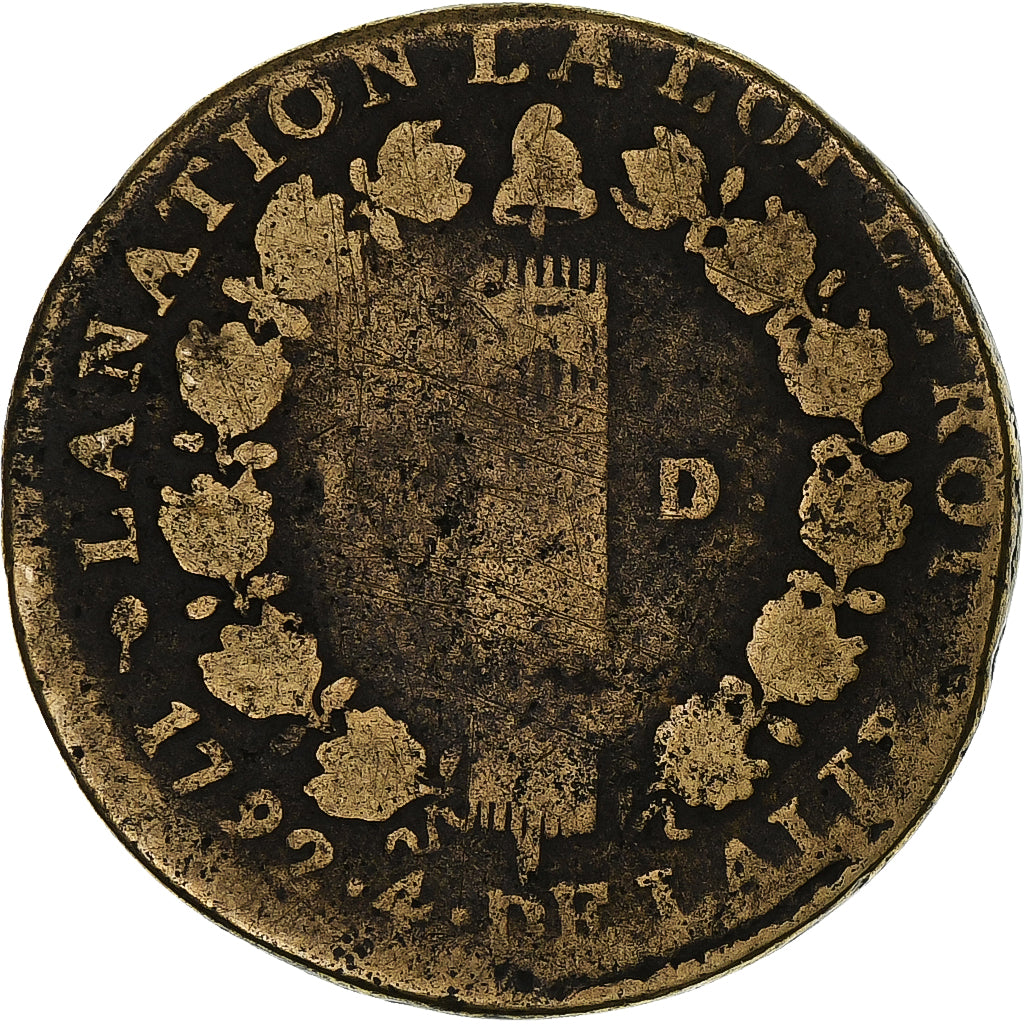 France, Louis XVI, 12 Deniers, 1792, Bordeaux, Bronze, F(12-15), KM:600.8