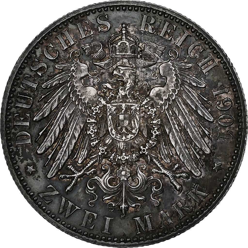 German States, PRUSSIA, Wilhelm II, 2 Mark, 1901, Berlin, Silver, AU(50-53)