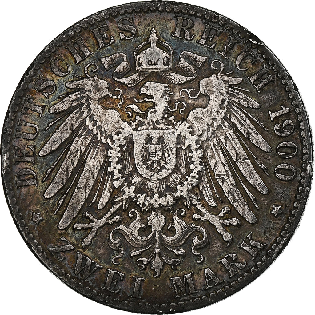 German States, HAMBURG, 2 Mark, 1900, Hamburg, Silver, EF(40-45), KM:612