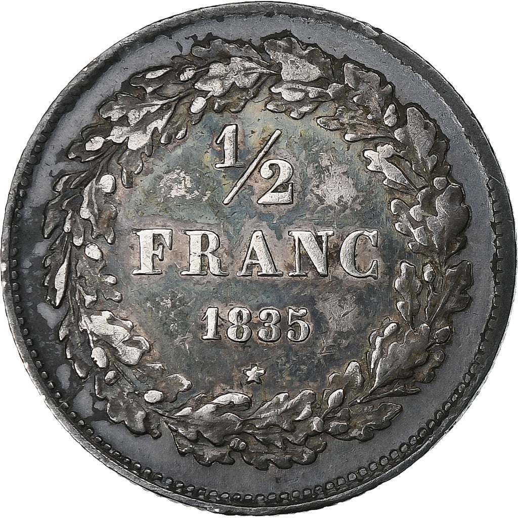 Bélgica, Leopold I, 1/2 Franc, 1835, Prata, VF(30-35), KM:6