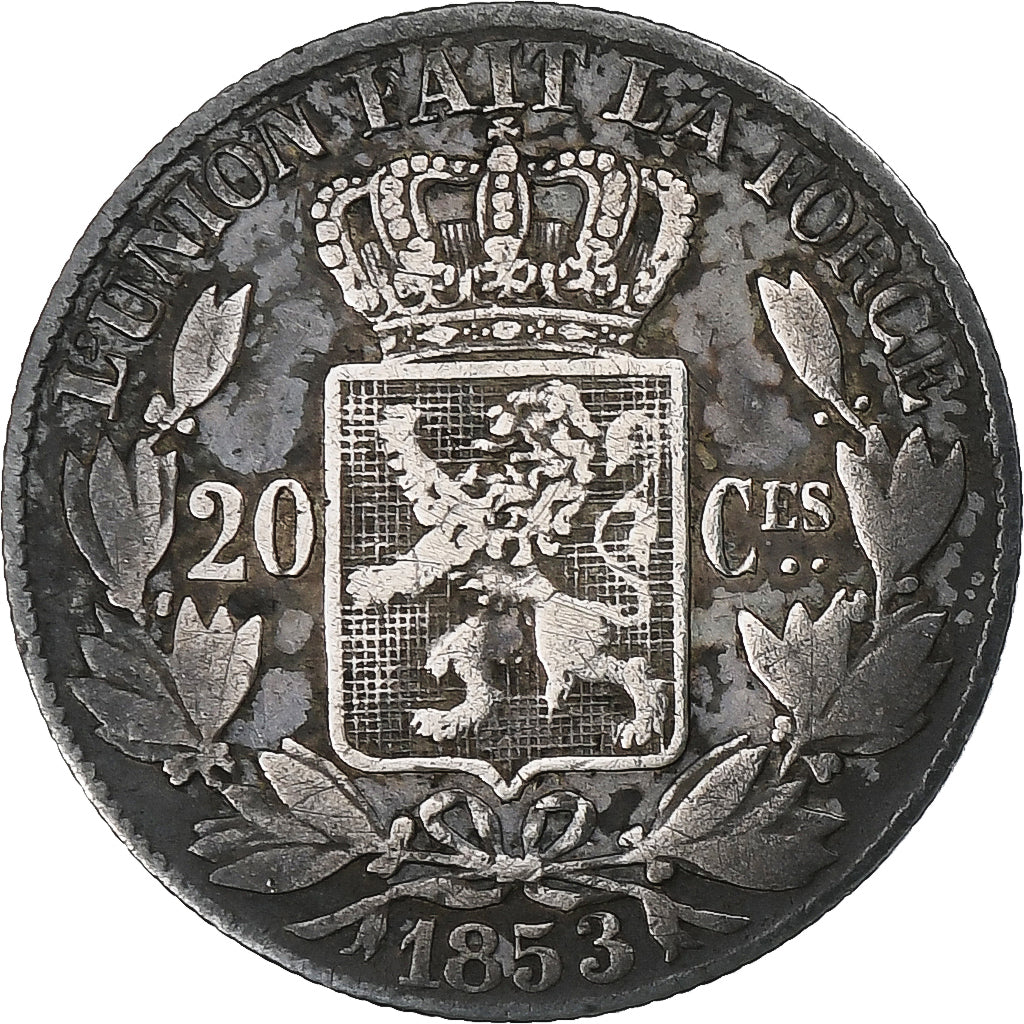 Belgique, Leopold I, 20 Centimes, 1853, Argent, TB+, KM:19
