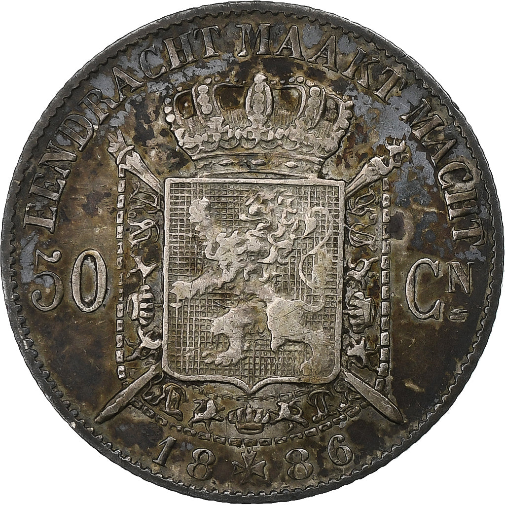 Belgium, Leopold II, 50 Centimes, 1886, Silver, EF(40-45), KM:27