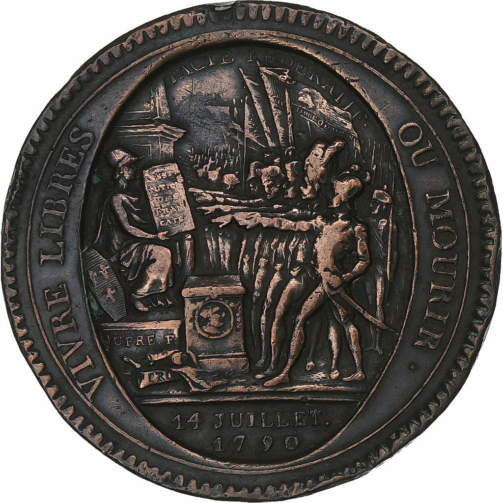 France, 5 Sols, 1792 / AN 4, Birmingham, Monneron, Bronze, VF(30-35)