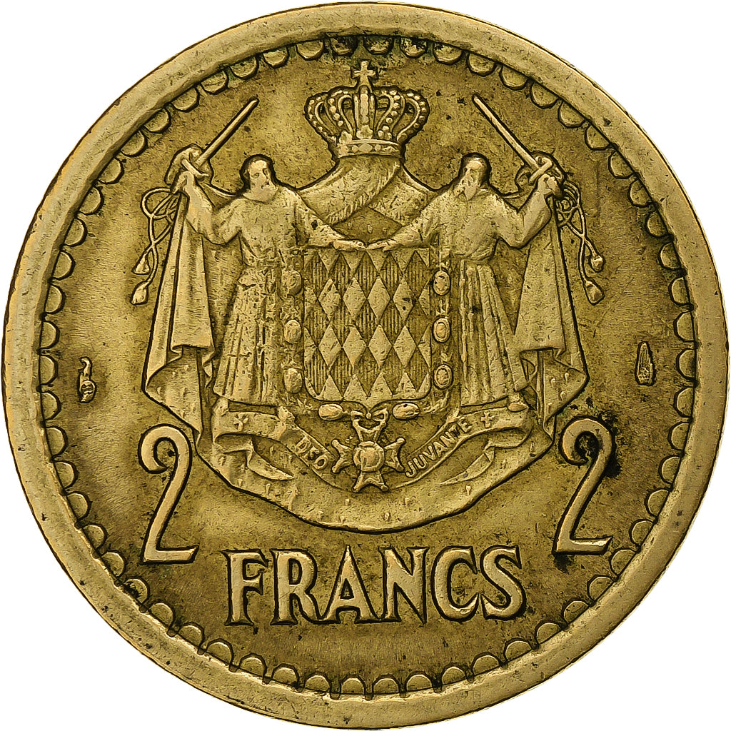 Monaco, Louis II, 2 Francs, 1943, Bronze-Aluminium, TTB+, Gadoury:MC134, KM:121a