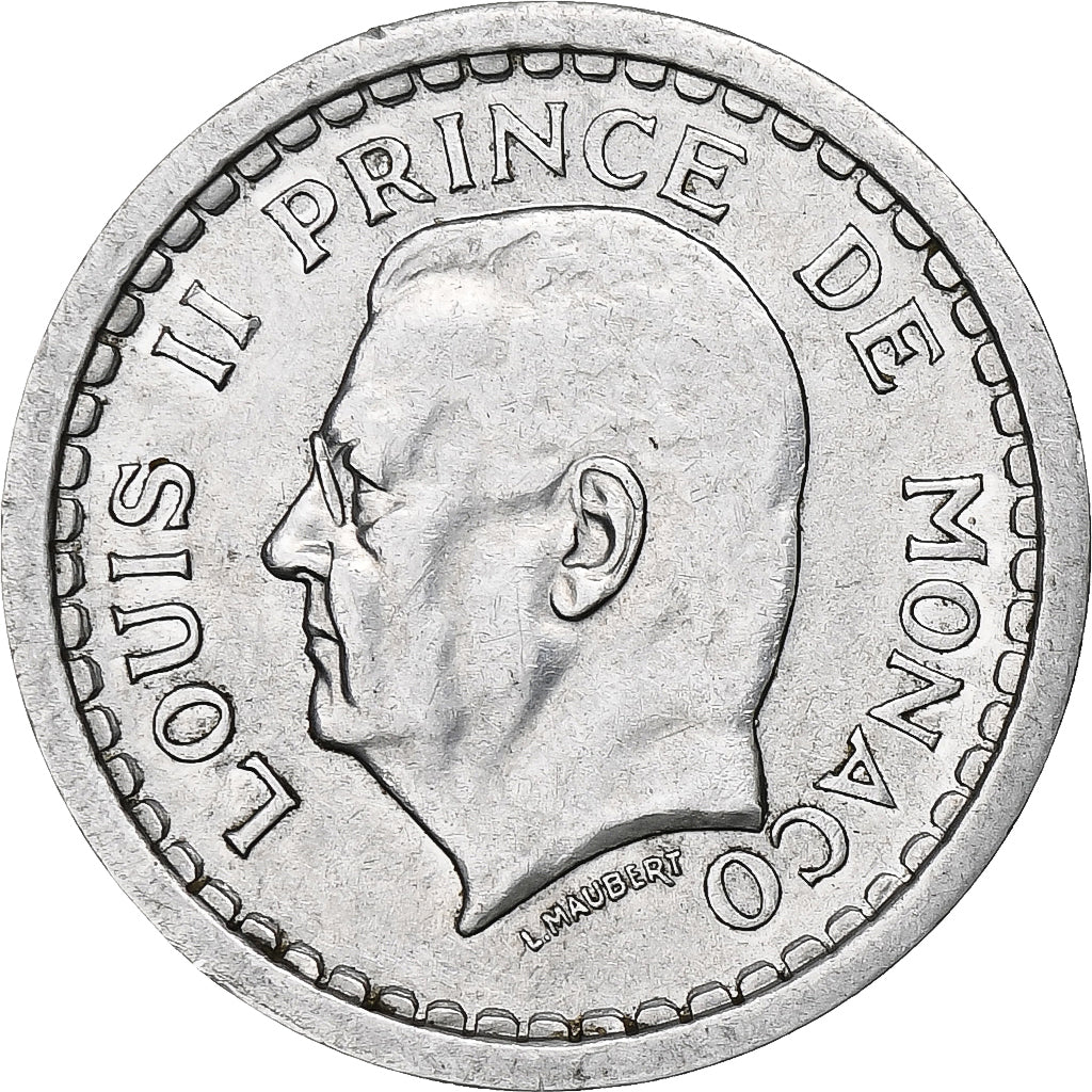 Monaco, Louis II, Franc, 1943, Aluminium, AU(50-53), Gadoury:MC131, KM:120