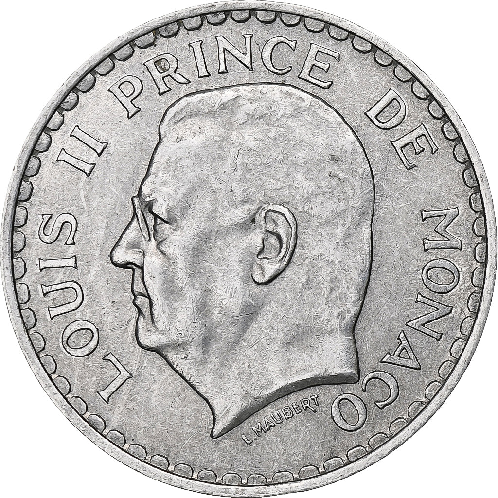 Monaco, Louis II, 5 Francs, 1945, Alluminio, BB+, Gadoury:MC135, KM:122
