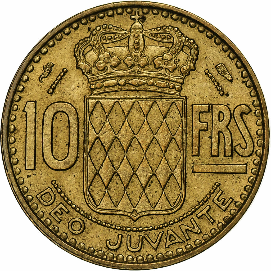 Monaco, Rainier III, 10 Francs, 1950, Alluminio-bronzo, BB+, Gadoury:MC 139