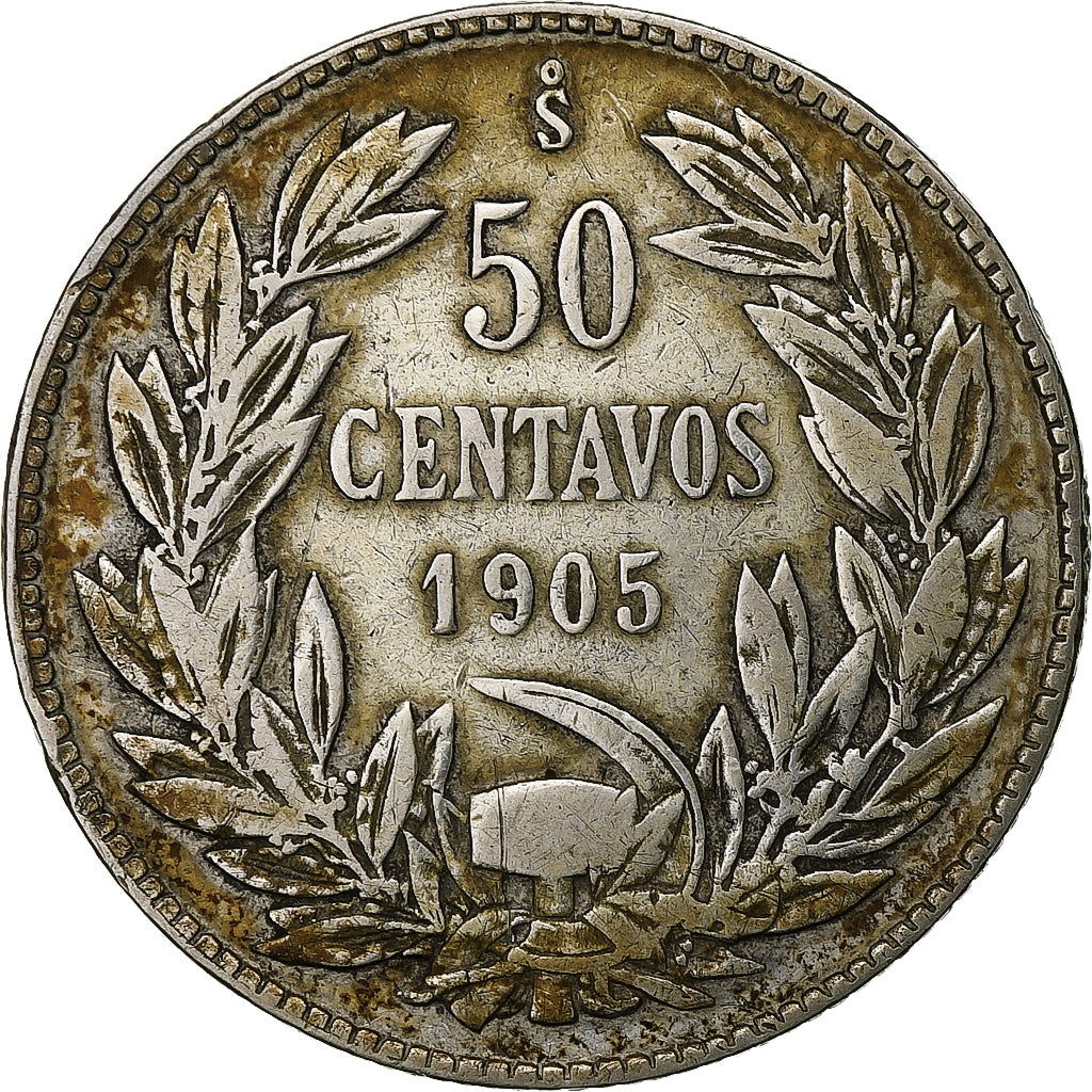 Chile, 50 Centavos, 1905, Silber, SS, KM:160