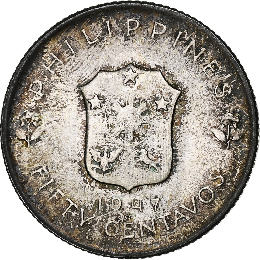 Philippines, 50 Centavos, 1947, San Francisco, Silver, AU(55-58), KM:184