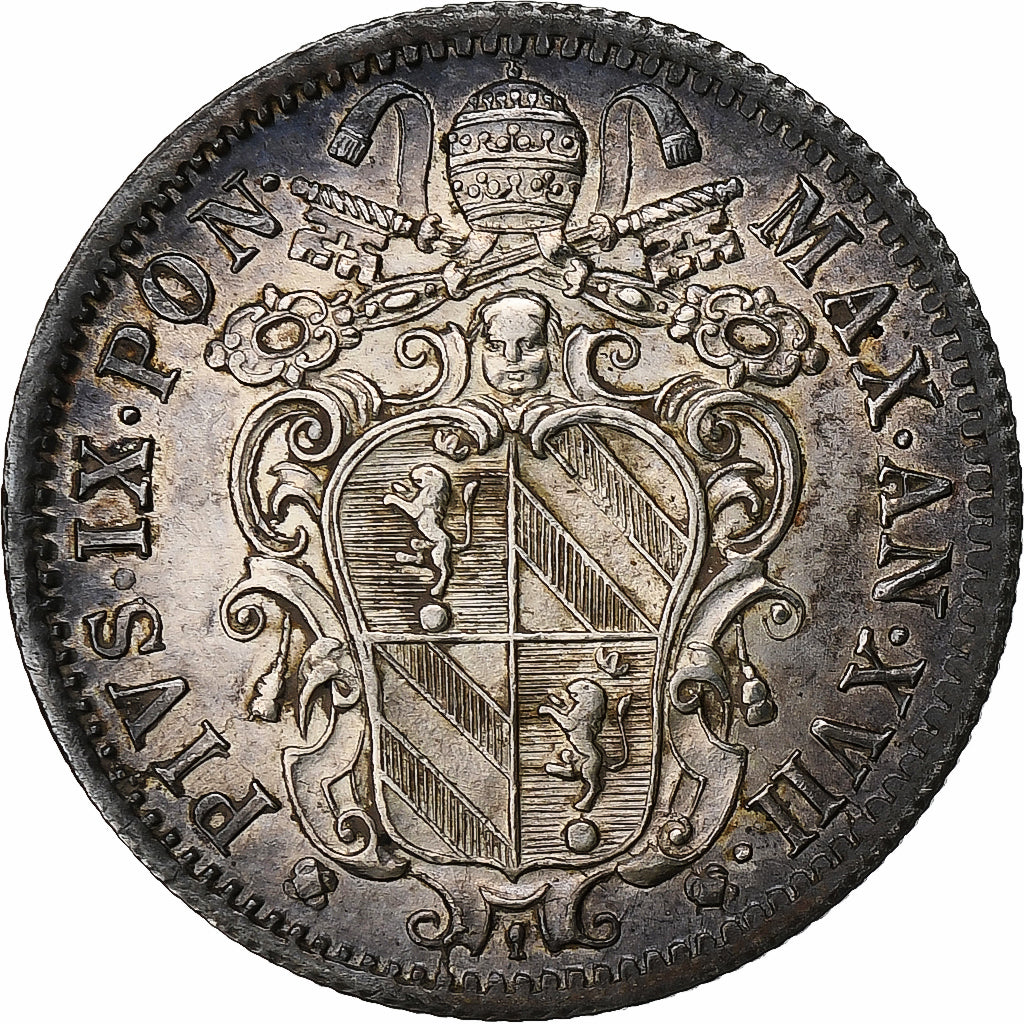 États italiens, PAPAL STATES, Pius IX, 10 Baiocchi, 1862, Rome, Argent, SUP