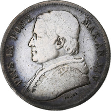 ITALIAN STATES, PAPAL STATES, Pius IX, 20 Baiocchi, 1860, Rome, Silver