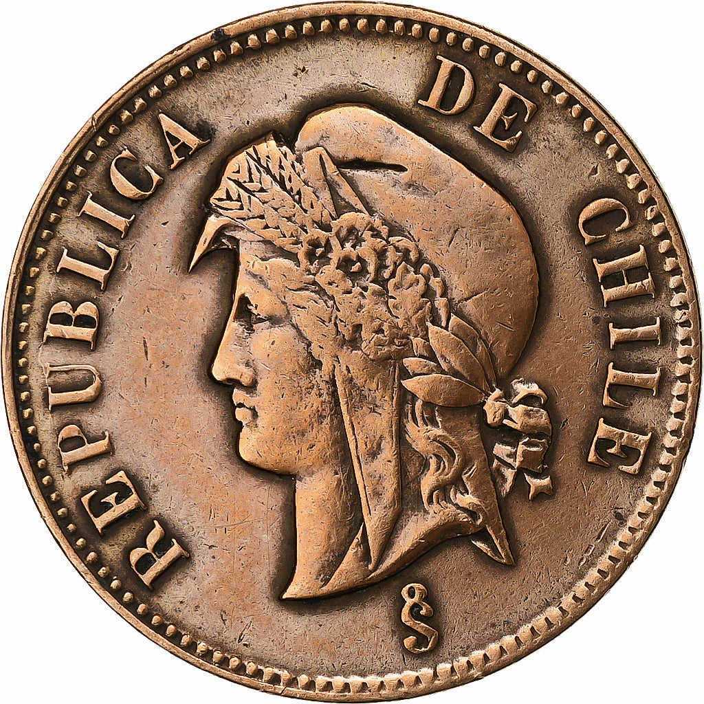 Chile, 2-1/2 Centavos, 1886, Cobre, VF(30-35), KM:150