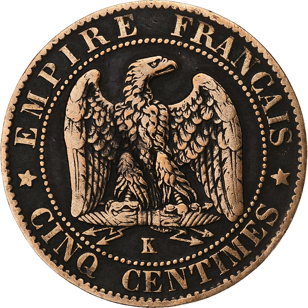 France, Napoleon III, 5 Centimes, 1861, Bordeaux, Bronze, VF(20-25)