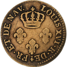FRENCH GUIANA, Louis XVI, 2 Sous, 1782, Paris, Billon, VF(30-35), Lecompte:13