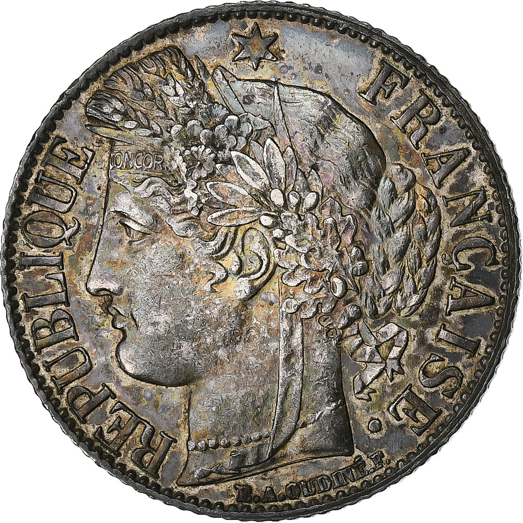 Francia, Franc, Cérès, 1887, Paris, Argento, BB+, Gadoury:465a, KM:822.1