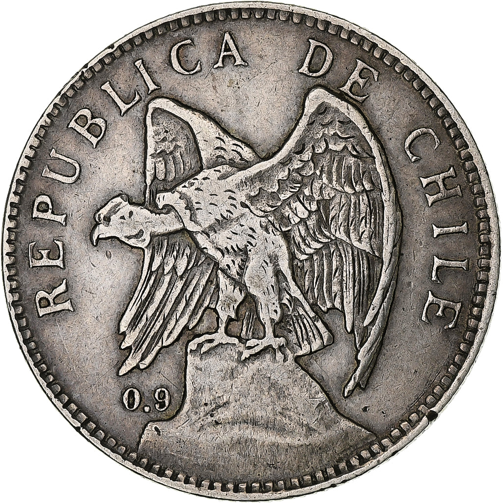 Chile, Peso, 1910, Santiago, Silver, EF(40-45), KM:152.3